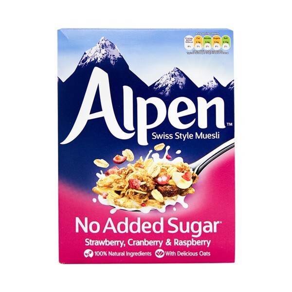 NGŨ CỐC KHÔNG ĐƯỜNG DÂU TÂY, VIỆT QUẤT VÀ MÂM XÔI ALPEN 560GR