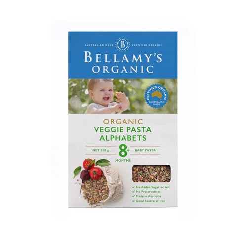 NUI DINH DƯỠNG HỮU CƠ HÌNH CHỮ CÁI TỪ LÚA MÌ VÀ RAU CỦ BELLAMY'S ORGANIC 200G